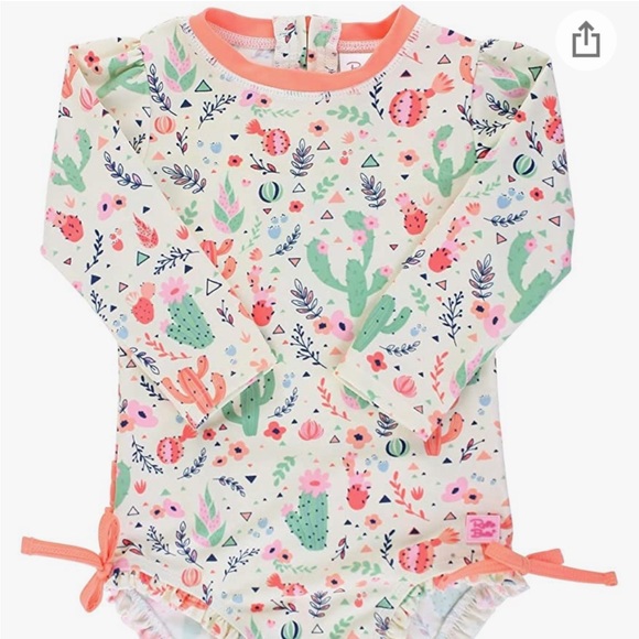 RuffleButts® Baby Girls Long Sleeve One Piece Swimsuit w/UPF 50+ Sun Protection - Picture 1 of 6